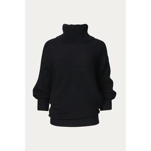 NEW MELODY FASHION oversized ribbed-knit turtleneck sweater in black